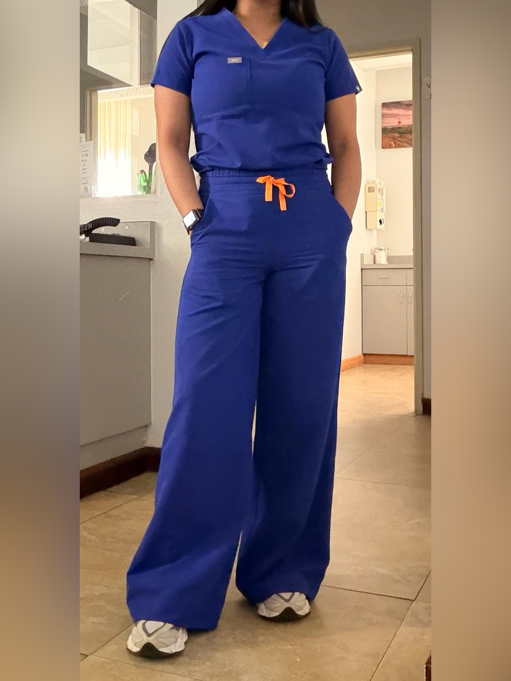 Figs Catarina Top XXSR / Allison Ultra Wide Leg Pants XXSP Set Deep Royal Blue - Picture 11 of 11